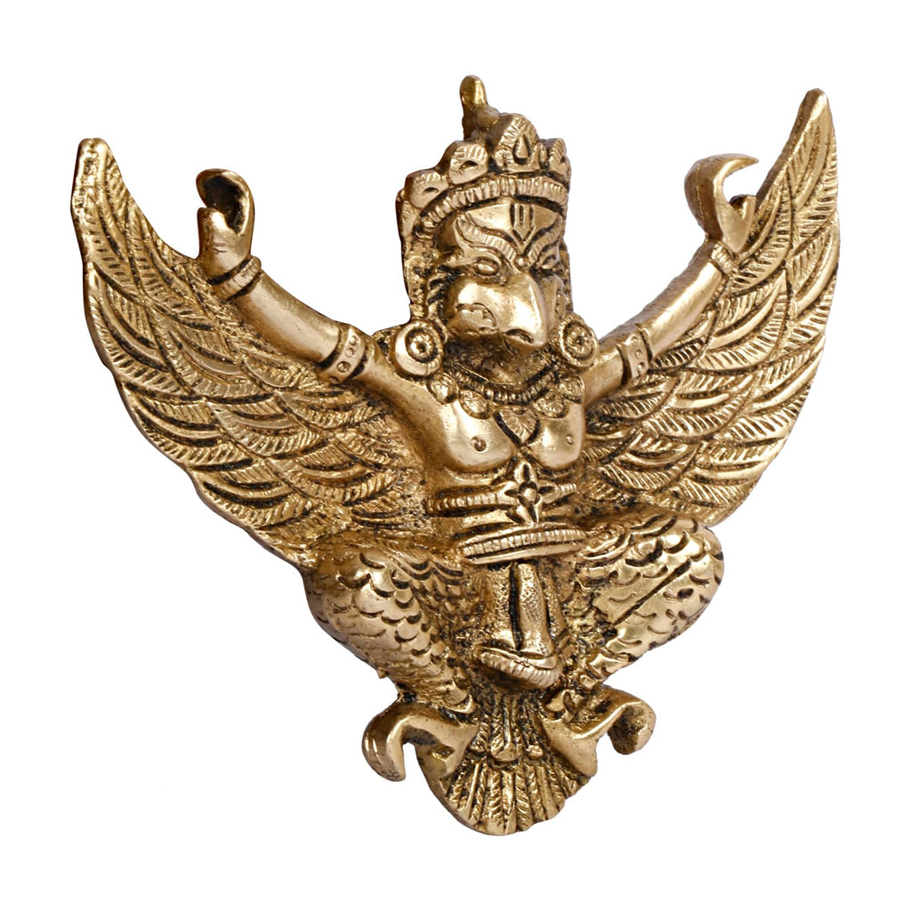 ARTVARKO Brass Garuda Wall Hanging Idol Statue Vishnu's Vehicle Vahana Eagle for Home Decor Entrance 5 Inch