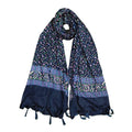 JAHAN TEXTILE Floral Printed Scarf for Women | Soft Lightweight Dupatta/Stole with Tassels | Elegant Ethnic & Casual Wear Wrap | Stylish Designer Shawl for All Seasons (Navyblue)