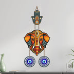 Artvibes Baby Ganesha Evil Eye Wall Hanging for Home Entrance | Nazar Battu MDF Decorative Wall Art | Spiritual Vastu Decor for Living Room | Bedroom | Office | Main Door | Unique Gift (WH_8553N)