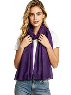 Lina & Lily Solid Shimmer Sparkle Glitters Sheer Maxi Shawl Head Scarf Hijab (#19 DARK PURPLE)