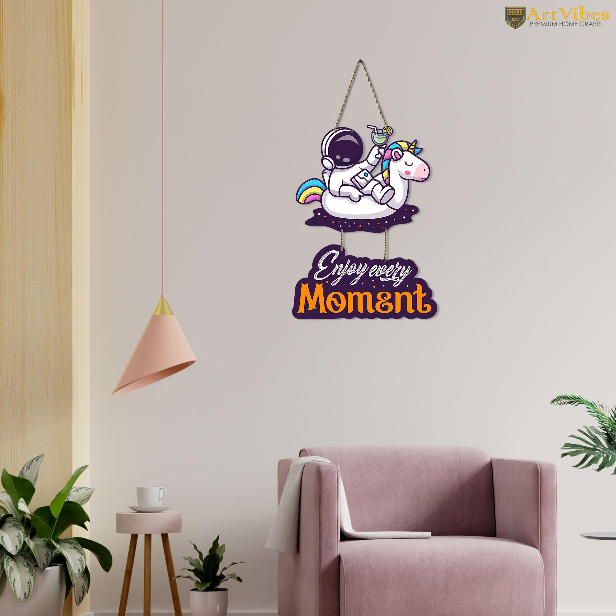 Artvibes Enjoy Every Moment Printed Wooden Wall Hanging | Quotes Decor Item | Wall Poster Art Piece | Office Decor | Inspirational Quotes Wall Art | Mdf Wall Decoration | Gift Items (WH_5726N)