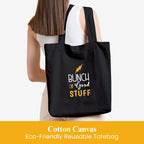DOODLE Unisex Eco-Friendly Reusable Cotton Canvas Tote Bag | Inner & Outer Zip Pockets | Ideal for Travel, Shopping, College & Office Use | Good Stuff