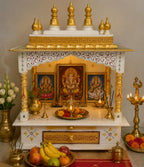 Kamdhenu Art and Craft Wood Home Temple (45 x 30 x 60 cm, Copper and Gold)