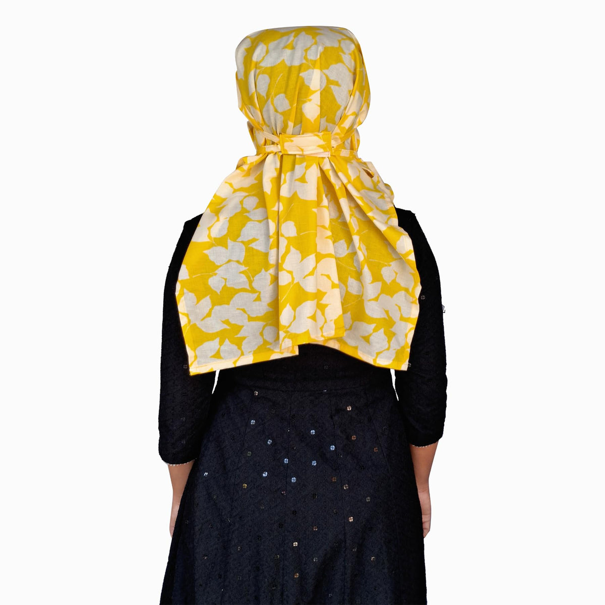 Switchon Pure Cotton Innovative scarf Hijab for Women with closer 3 inch Hook and Loop Tape for size adjustment for 12 yrs and above (Yellow_White)