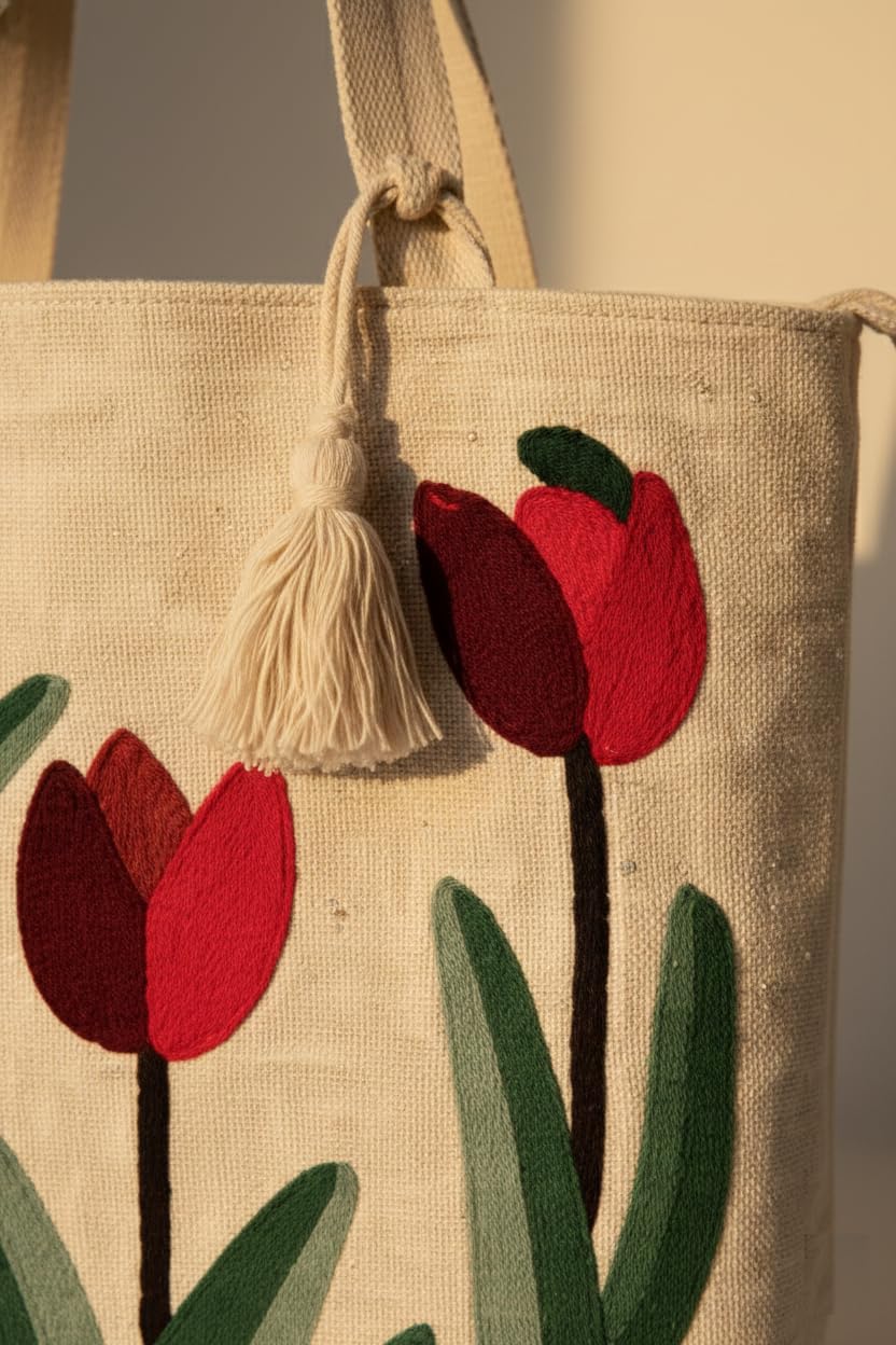 OLL OO LA LA BEAUTY Canvas Tote Bag for Women | Tote Bag | Pinterest Shoulder Bag | Cotton Shoulder Bag | Boho Tote Bags | Casual Daily Use Handbag for Office, College, Shopping & Travel - DGSN-02