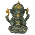 ARTVARKO Brass Antique Bhagwan Ganesha in Blessing Posture | Ganpati in Gold Green Home Entrance Office Decor Idol Marriage Gift Murti Pooja 8 Inch