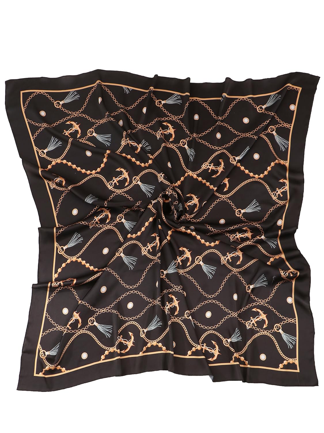 leeza store Women's Brown & Multicolour Polyester Satin Silk Square Floral Pattern Digital Printed Scarf || Dupatta || Stole || Beach Wear || Fashion Accesorries || Bandana || Head Scarf || Hair Wrap