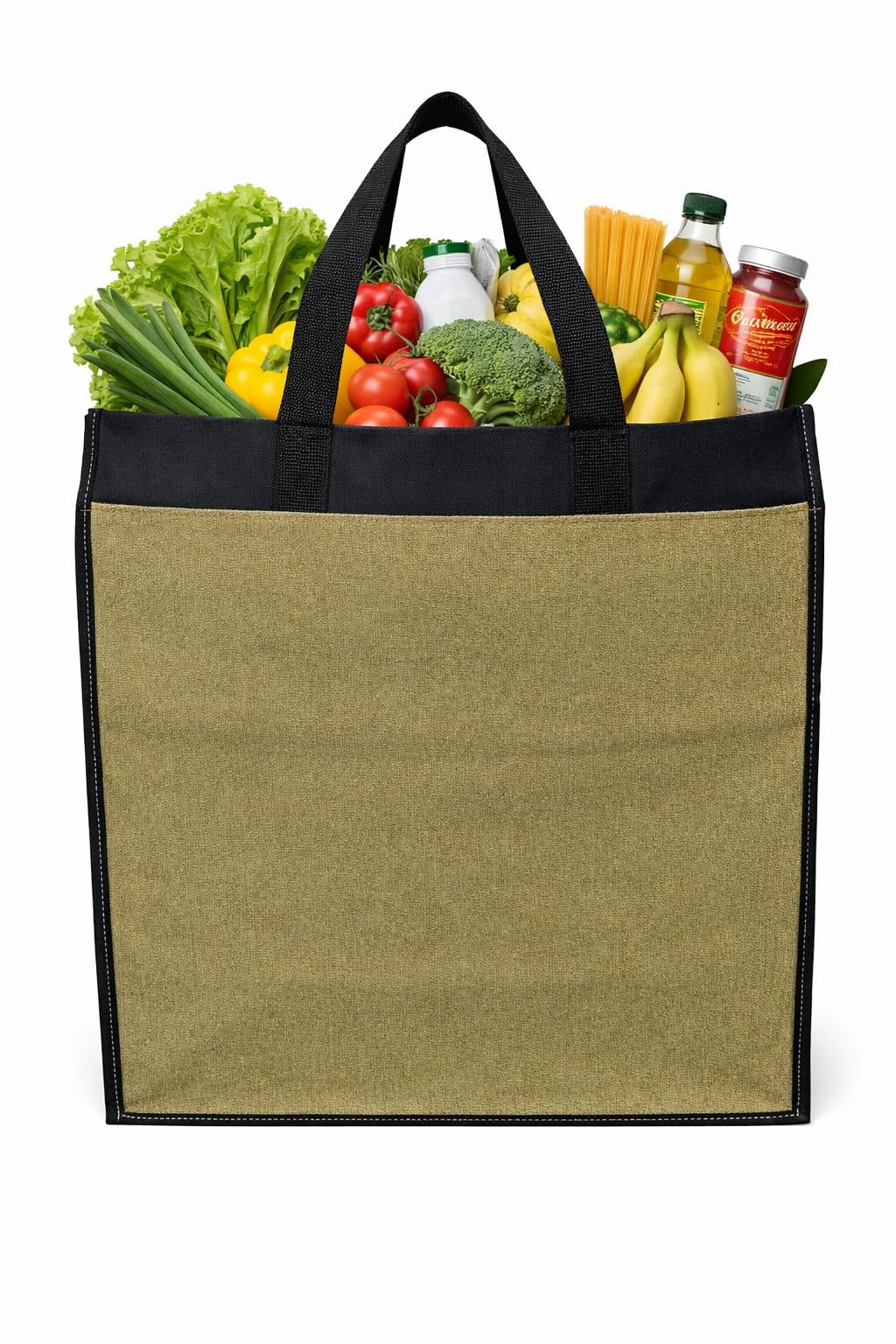 Canvas Shopping Bag Big Heavy Duty Large Eco Cotton Cloth Grocery Shopping Bag for Men Ladies Vegetable Milk Fruits with Hand Carry Handle Lunch Box Jhola Tote Bags Large Size 52x43x23