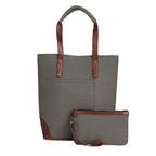 Mona B Canvas Tote Handbag for Women with Pouch perfect for Travel, College and office Use - Grey