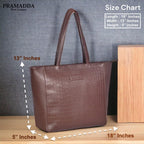 Pramadda Pure Luxury Fiona Brown Tote bags for women office use | hand bags for women | Laptop Bag for Woman 15.6 inch | College bags for girls stylish | Daily Use Travel Tote.