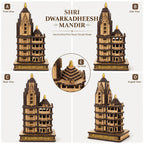 Wooden Dwarkadhish Temple Model 5 INCH | Handcrafted Dwarka Mandir Showpiece for Home Decor | Shri Dwarkadhish Mandir Replica | Spiritual Gift Item | Indian Temple Miniature