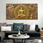 VIBECRAFTS Canvas Paintings for Living Room Drawing Room Canvas Wall Painting of Gautam Buddha for Homedecore|Office|Gift|Livingroom|Bedroom(PTVCH_2398NN)(48 x 24 Inches)