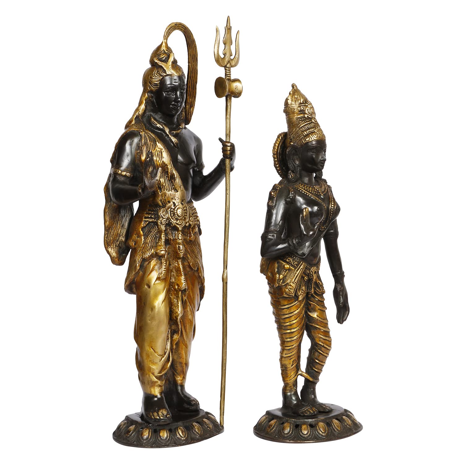 ARTVARKO Big Brass Shiva Parvati Standing Blessing Murti Home Décor House Warming Mandir Puja Temple Pooja Showpiece Marriage Gift 20.5 Inch