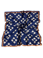 leeza store Women's Silk Scarf For Women, Midnight Navy Blue Digital Printed Maple Leaf Motif, 40X40, Elegant Lightweight Stole
