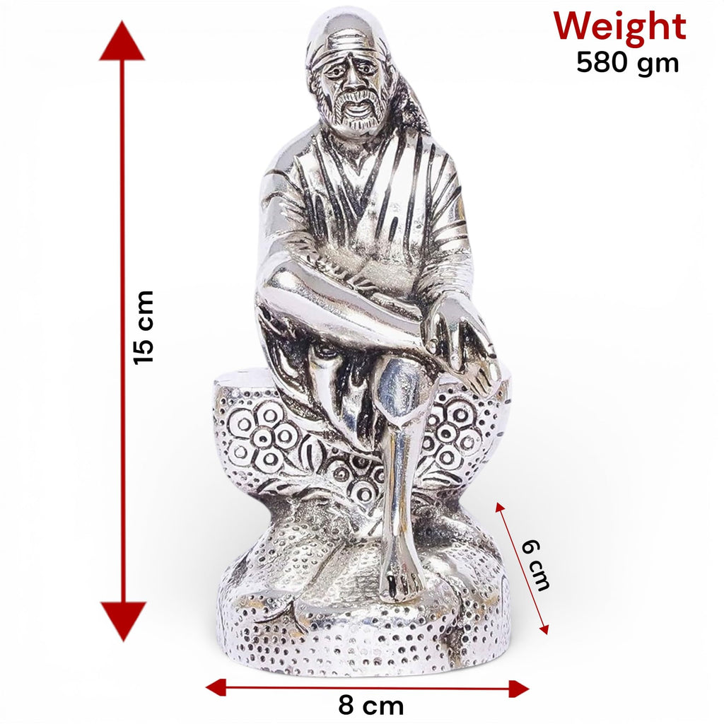 KridayKraft Sai Baba Metal Statue for Car Dashboard & Home,Office Decorative,Saibaba Murti Idol,Showpiece Figurines,Sai Nath Idol...