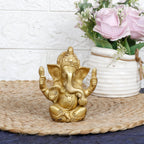 Svarup Brass Ganesh Bhagwan Idol Taj Ganesha Statue Ganpati Murti for Home Entrance Decor Diwali Gift 4.5 Inch