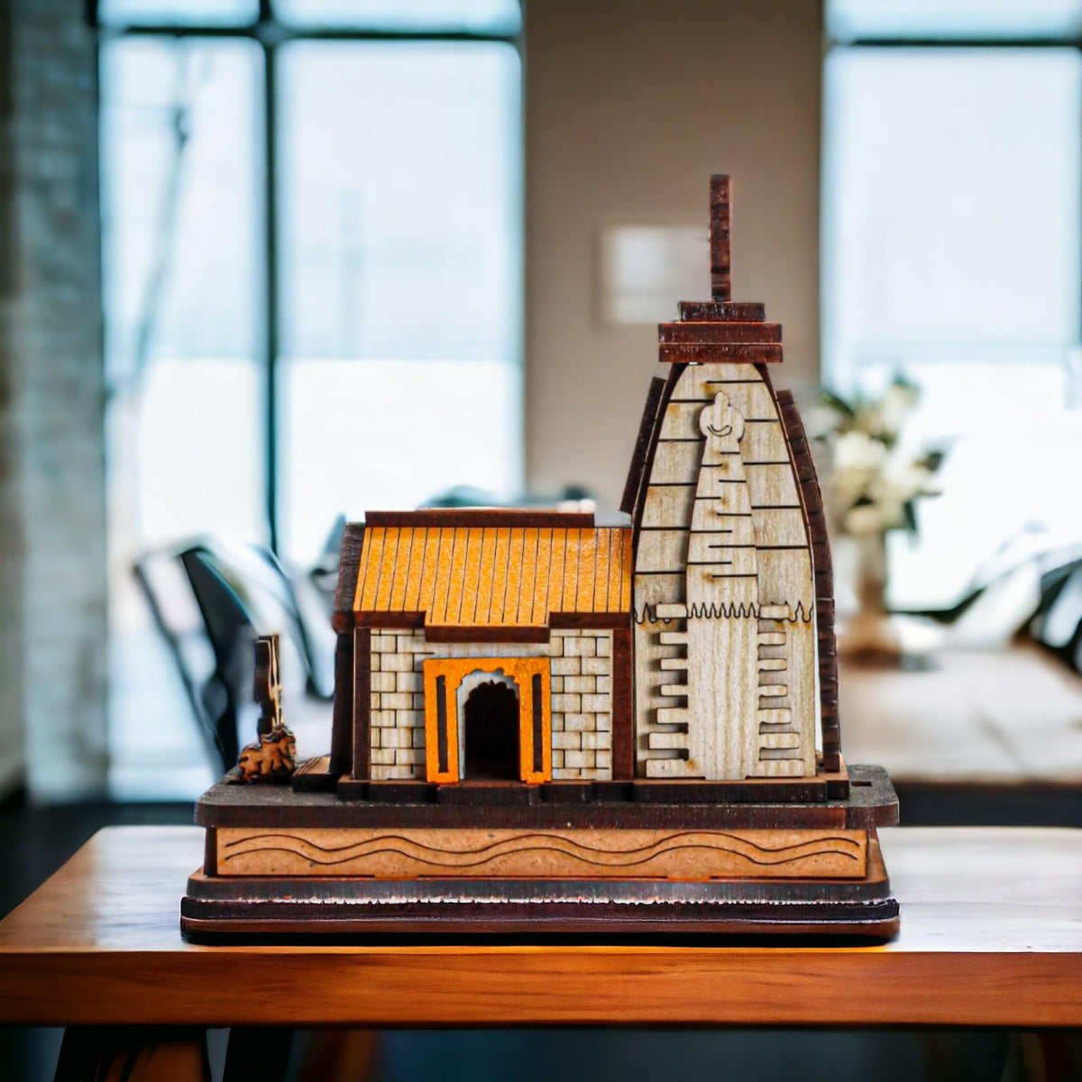 Maclarg Kedarnath Temple Model in Wooden 3D Miniature Full Colour Small 3.5 Inch Sculpture