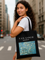 Peach Blossom Women's Printed Cotton Zipper Tote Bags (BLK - RIVER BOAT)
