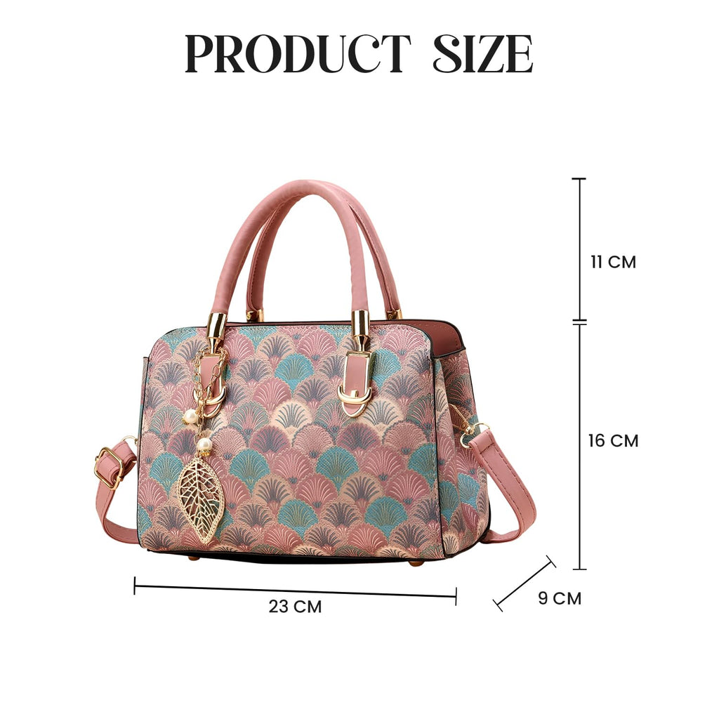 SYGA Women Stylish Tote Bag with Contrasting Colors – Medium Capacity Daily Shoulder Handbag(Flower Pink)