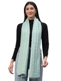 Ravaiyaa - Attitude is everything Reversible Wool Scarves Knitted Pattern Women Neck Wraps Muffler Winter Wool Scarf 65 x14 Inch (Green)