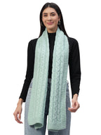 Ravaiyaa - Attitude is everything Reversible Wool Scarves Knitted Pattern Women Neck Wraps Muffler Winter Wool Scarf 65 x14 Inch (Green)