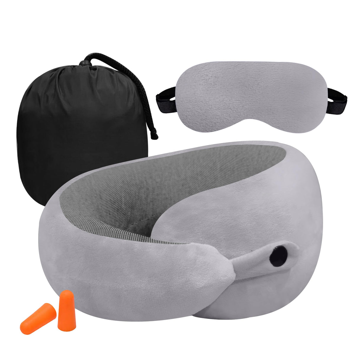 RAMPOSH Travel Pillow Set with Neck Pillow Eye Mask Passport Cover and Bag Tag - Soft Velvet Fabric U-Shaped Neck Support for Travel for Kids (Blue)