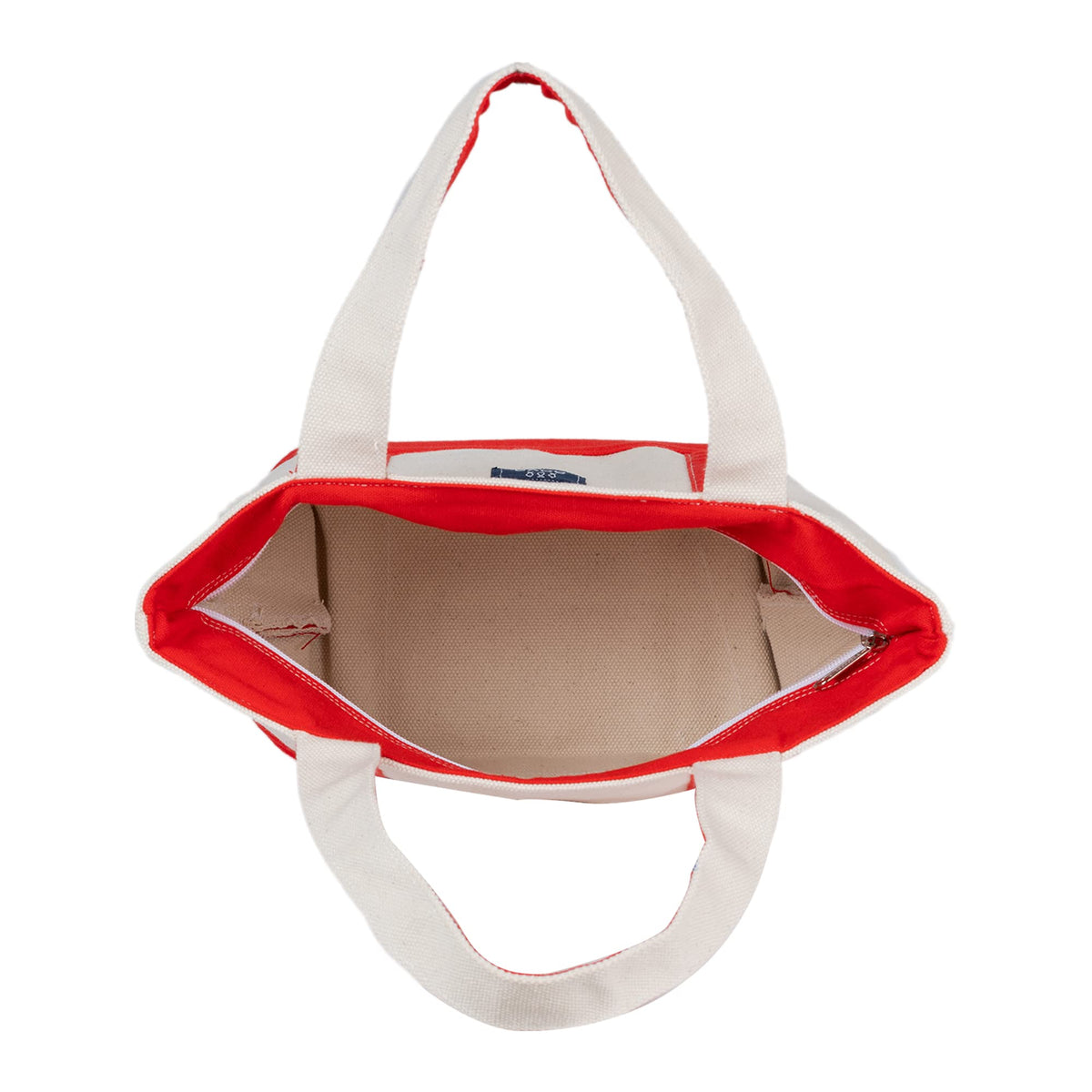 AQVA Unisex-Adult Premium Cotton Canvas Mini Tote Bag, Multipurpose Canvas Tote Handbag/Shoulder Bag For Shopping, Travel, Grocery, Work, Beach, Office, College (Red), Off White