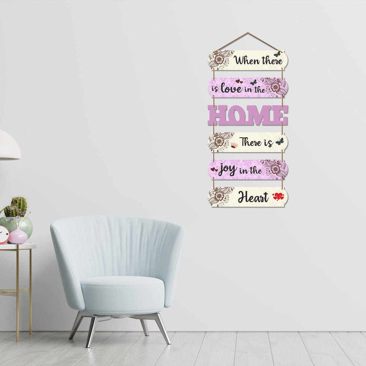 Artvibes When There Is Love In The Home Decorative Wall Art MDF Wooden Wall Hanger for Home | Decor Hanging Ornaments | Modern Decor Items | Wall Poster | Artworks Hangings | Unique Gift (WH_6606N)