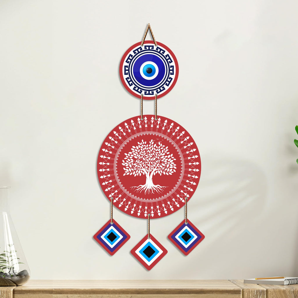 Artvibes Tree of Life Evil Eye Wall Hanging for Home Entrance Decor | Nazar Battu Protection Hanging for Living Room Bedroom Office | Vastu Positive Energy MDF Decorative Gift (WH_85122N)