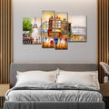 VIBECRAFTS Beautiful Street View Of Paris 4 Pieces Canvas Wall Painting Fitted With Wooden Frame For Home | Office | Living Room | Gifts (PTVC4Pcs2_14501)
