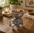 KridayKraft Metal Elephant Dry Fruit Bowl Showpiece Silver Polish for Your Home, Office Table Decorative, Elephant Showpiece Bowl for Gift, Animal Figurines