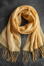 FM Trends Stylish Plain Scarf for Women & Girls | Solid Color Stole, Dupatta, Shawl | Elegant Ladies Accessory (Gold, 1.8 meters)