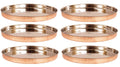 INDIAN ART VILLA Steel Copper Hammered Design Dinner Plate Thali, Dinnerware & Tableware, 12 Inch Width, Set of 6