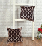 DECOMIZER Jacquard Geomteric Cushion Covers 24 inch x 24 inch Set of 2 Ethnic Motifs Cushion Covers,Design- Plus,Color- Coffee