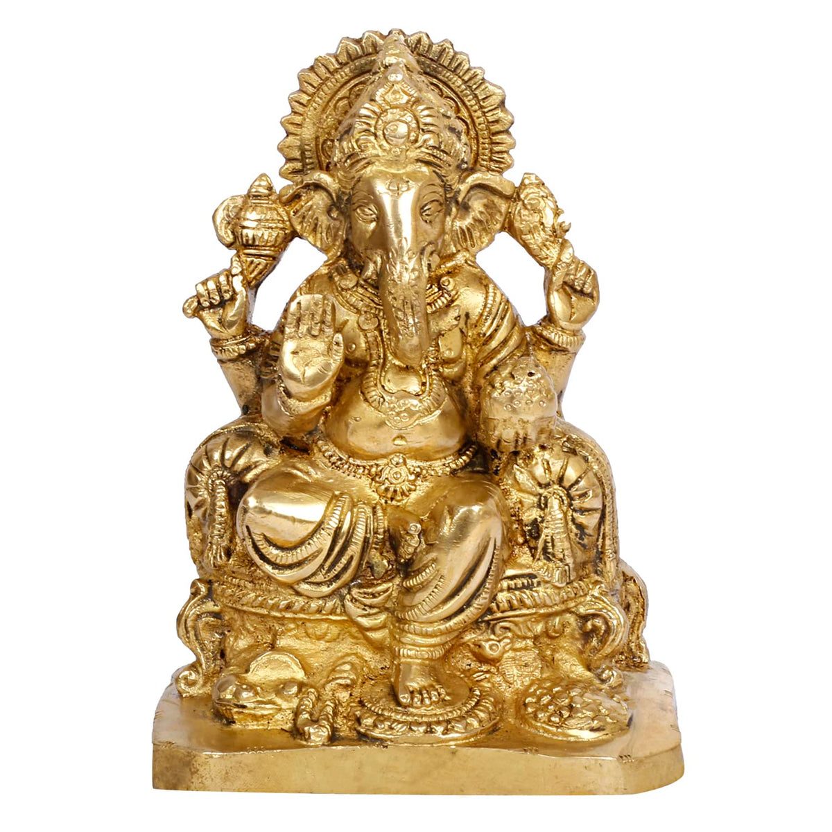 Svarup Brass Ganesha Idol for Home Décor Ganesh Lord Ganpati Statue Showpiece Diwali Pooja Vastu Office Gifts Height 6.75 Inch