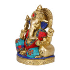 ARTVARKO Lord Brass Ganesh Ganesha Idol Good Luck God Statue Pooja Temple Decorative Sculptures 7 Inches