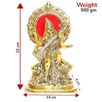 KridayKraft Maa Saraswati ji Sitting on Hans Metal Statue,Hindu Goddess Maa Veena Vadini Saraswati Idol Sculpture Pooja,Home Gift Article...