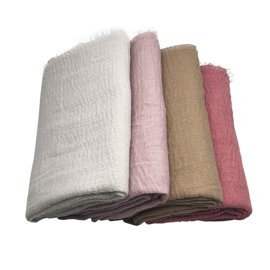 ICW Female's Premium Wrinkle Ironless Crinkled Cotton Hemp Summer Scarf Stoles Shawl Head Scarves For Girls (Pack Of 4 A),Multicolor