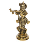 ARTVARKO Brass Krishna Statue Standing Murti Vastu Religious Figurine for Mandir, Living Room, Office Table and Home Décor Gift 6 Inch