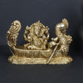 ARTVARKO Brass Ganesh on Swan Boat Idol Murti Blessing Ganesha Statue Vinayak Ganpati for Home Office Temple Puja Entrance Décor Gift.