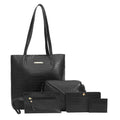 Bagsy Malone Women's Vegan Leather Stylish Tote Bag Pack of 5 | Ladies Purse Handbag (Croco Black)
