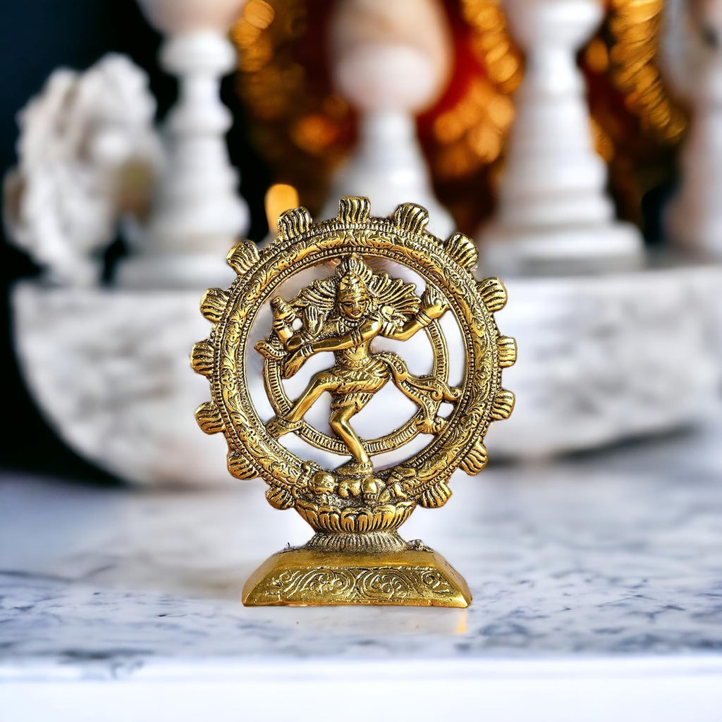 KridayKraft Metal Natraj Shiva Idol Natrajan Statue for Home Decor,Gold Plated Dancing Shiva Natraja/Natrajan (Mahakal Murti) Showpiece Figurine Murti Deccoration & Gifts Article...