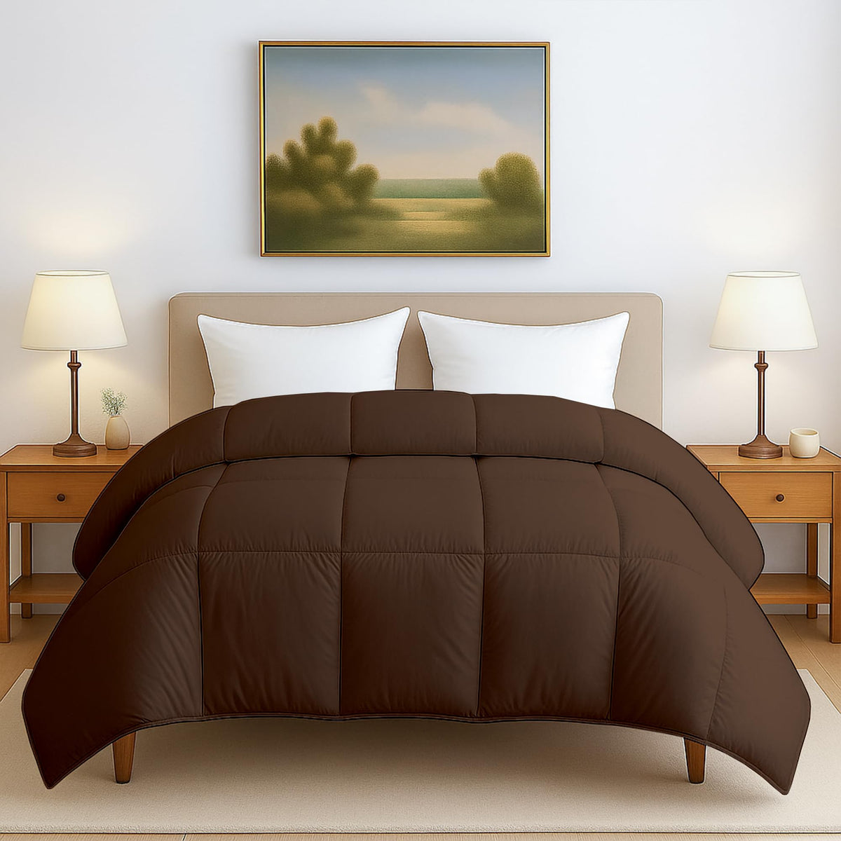 linenaffairs Heavy Winter Bed Comforter for King Bed - 500 GSM Ultra Warm Quilt Blanket/Rajai - Chocolate - Down Alternative Microfiber Duvet Insert with Corner Ties - Winter Season Premium Kafalo