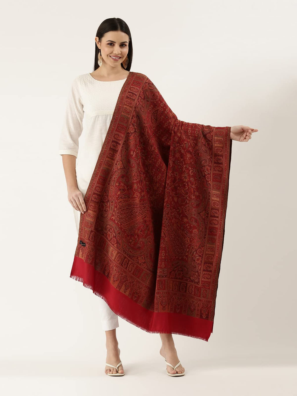 Pashmoda Women Dil-kash Kashmiri Royal Paisley Design Jamawar Shawl (Size: 101 X 203 Cms)