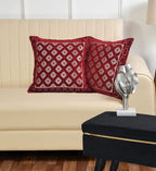 DECOMIZER Jacquard Geomteric Cushion Covers 16 Inch X 16 Inch Set Of 2 Ethnic Motifs 240 TC Cushion Covers,Design- Diamond,Color- Maroon