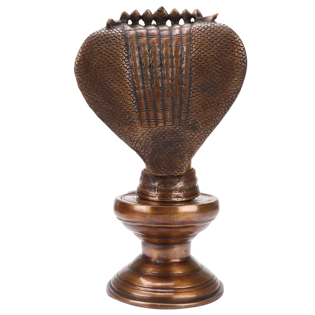 ARTVARKO Big Brass Metal Shivling Idol Murti with Sheshnag Statue for Diwali Gift and Home Mandir Temple Decor Showpiece Height 14 Inches