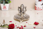 KridayKraft Metal Ganesh Silver Polish Leaf for Home Decor and Gift Purpose-(12 x12 x 8 cm)