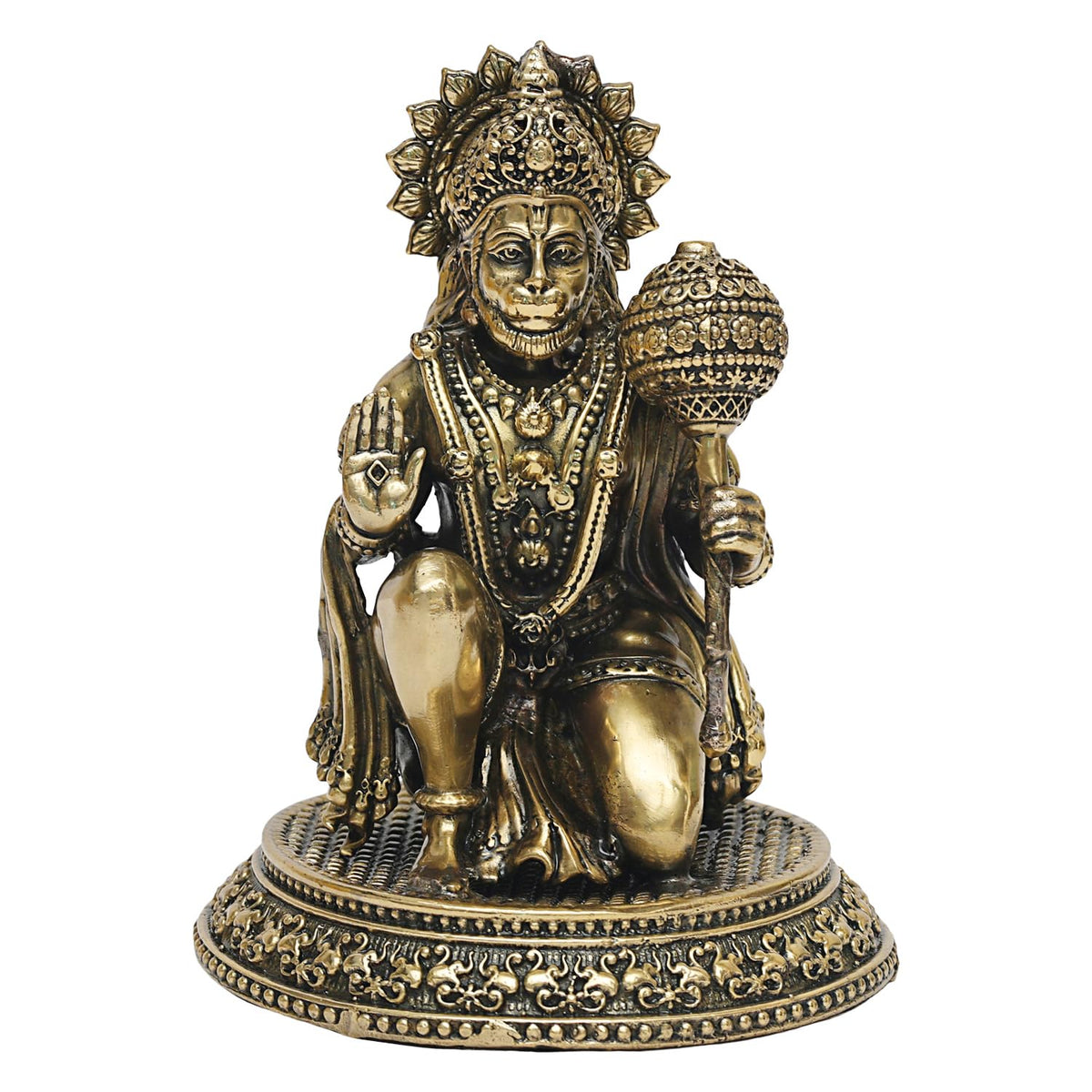SVARUP Brass Superfine Hanuman Ji Murti Lord Meditation Balaji Bajrangbali Bahubali Sankat Mochan Bhagwan Idol Height 3 Inches