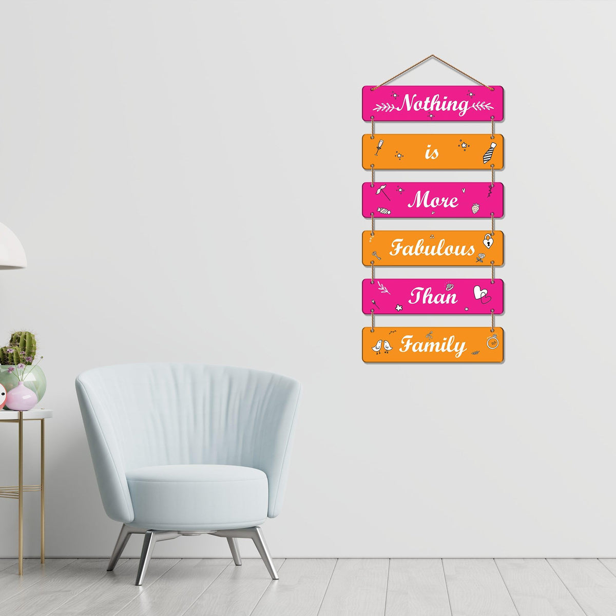Artvibes Decorative Wall Hanging Wooden Art Decoration item for Living Room | Bedroom | Home Decor | Gifts | Quotes Decor Item | Wall Art For Hall | Mdf Wall Decoration, Set of 6 (WH_3213NR)