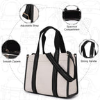 Womanix Womens Tote Bag Niwar Canvas Bag 12 Inch Work Shoulder Bags Casual Small Briefcase Handbag For Travel, Office, College (0045), Black